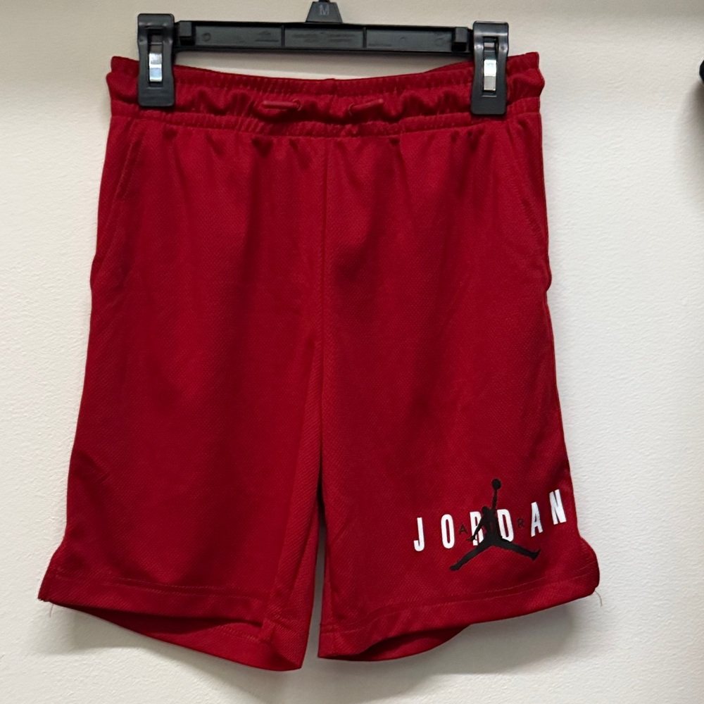 Boys Jordan Red Mesh Shorts